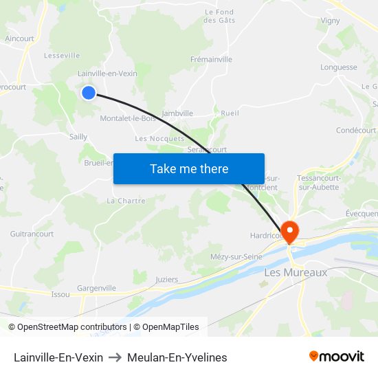 Lainville-En-Vexin to Meulan-En-Yvelines map