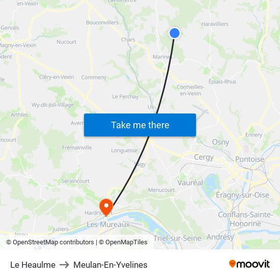 Le Heaulme to Meulan-En-Yvelines map