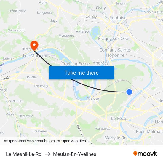 Le Mesnil-Le-Roi to Meulan-En-Yvelines map