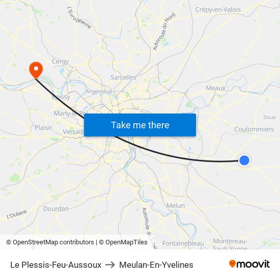 Le Plessis-Feu-Aussoux to Meulan-En-Yvelines map