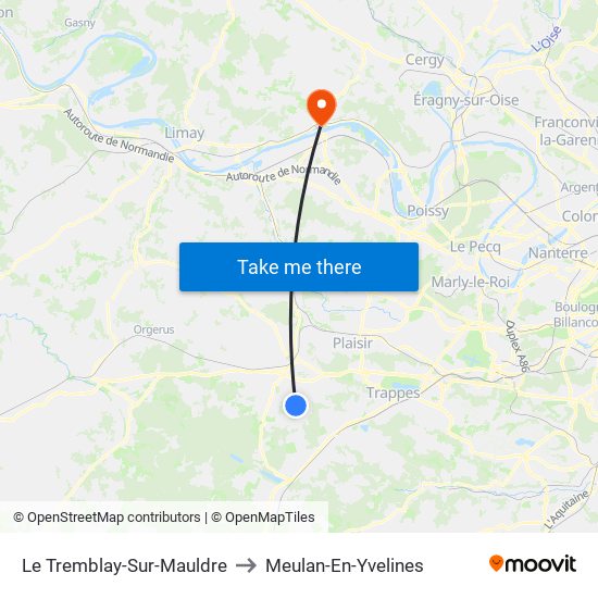 Le Tremblay-Sur-Mauldre to Meulan-En-Yvelines map