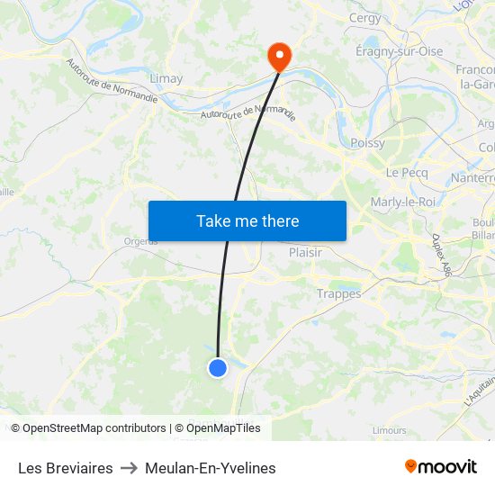Les Breviaires to Meulan-En-Yvelines map