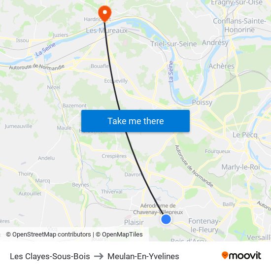 Les Clayes-Sous-Bois to Meulan-En-Yvelines map