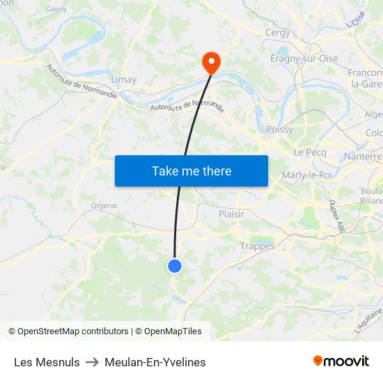 Les Mesnuls to Meulan-En-Yvelines map
