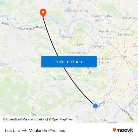 Les Ulis to Meulan-En-Yvelines map
