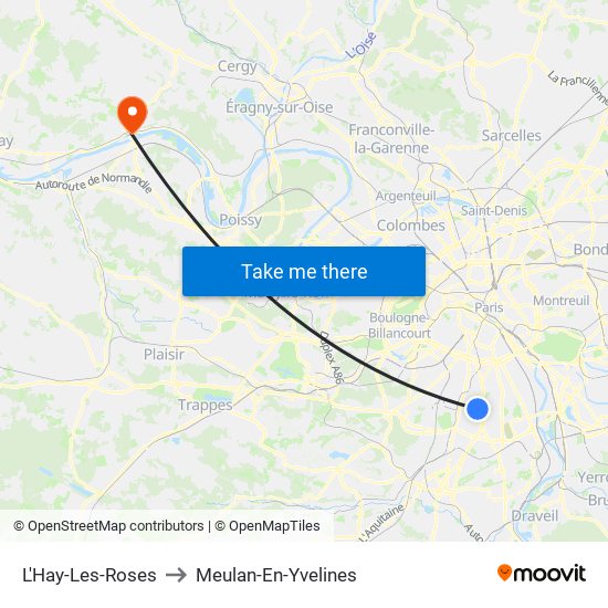 L'Hay-Les-Roses to Meulan-En-Yvelines map