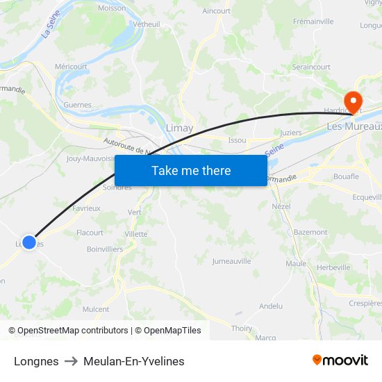 Longnes to Meulan-En-Yvelines map