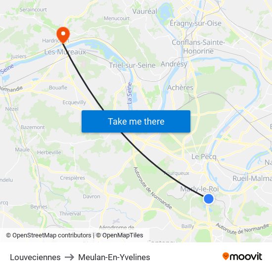 Louveciennes to Meulan-En-Yvelines map
