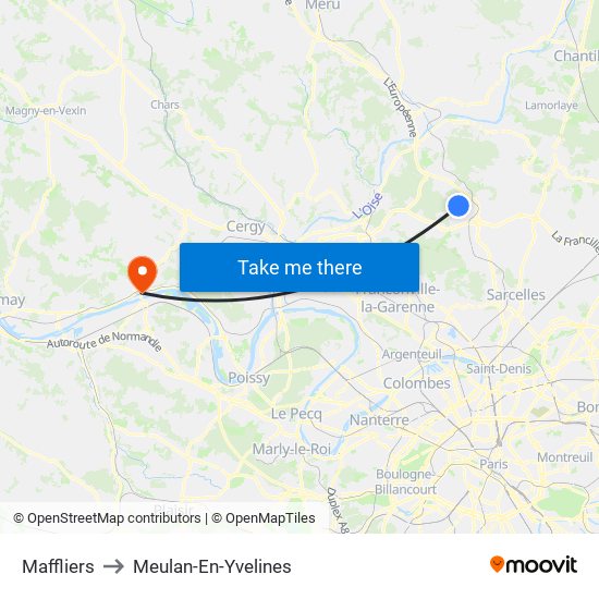 Maffliers to Meulan-En-Yvelines map
