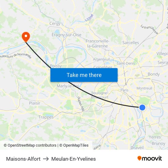 Maisons-Alfort to Meulan-En-Yvelines map