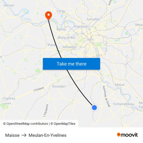 Maisse to Meulan-En-Yvelines map