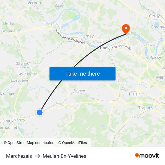 Marchezais to Meulan-En-Yvelines map