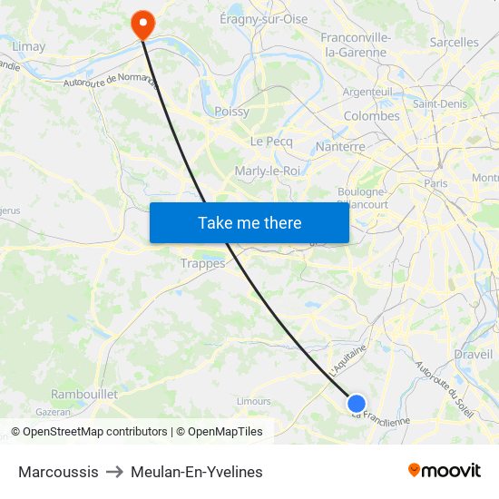 Marcoussis to Meulan-En-Yvelines map