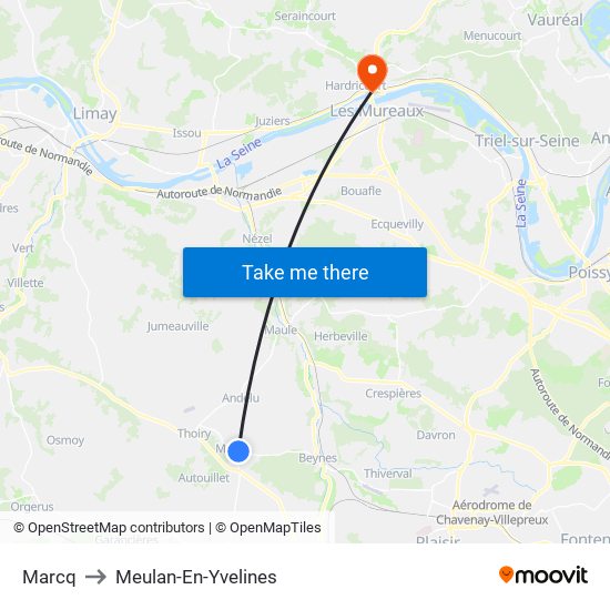 Marcq to Meulan-En-Yvelines map