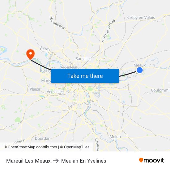 Mareuil-Les-Meaux to Meulan-En-Yvelines map