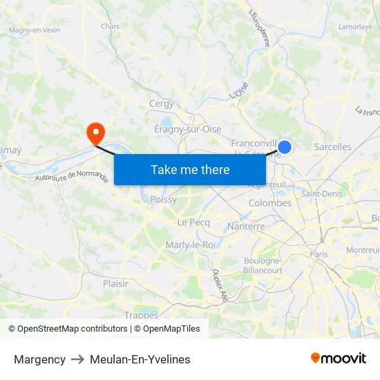 Margency to Meulan-En-Yvelines map