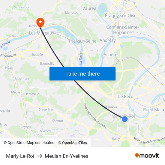Marly-Le-Roi to Meulan-En-Yvelines map