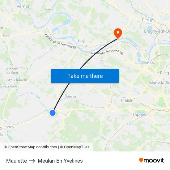 Maulette to Meulan-En-Yvelines map