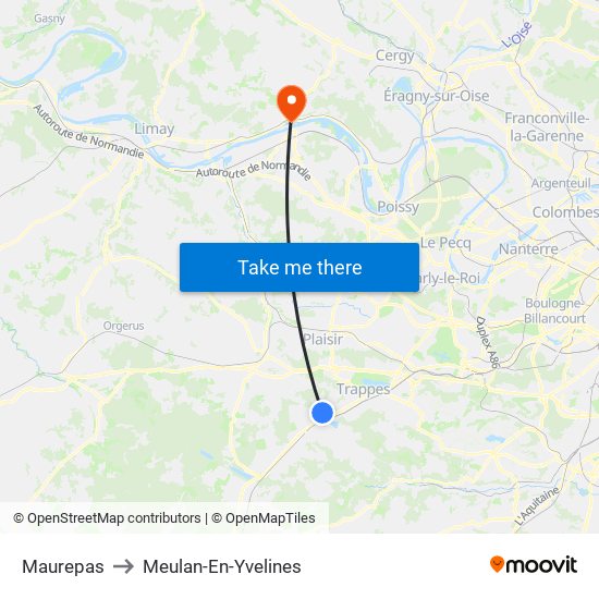 Maurepas to Meulan-En-Yvelines map