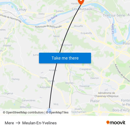 Mere to Meulan-En-Yvelines map