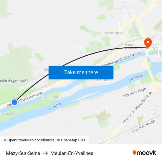 Mezy-Sur-Seine to Meulan-En-Yvelines map