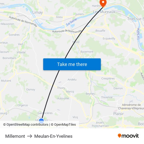 Millemont to Meulan-En-Yvelines map