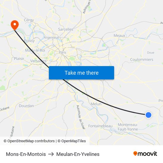 Mons-En-Montois to Meulan-En-Yvelines map