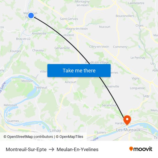 Montreuil-Sur-Epte to Meulan-En-Yvelines map