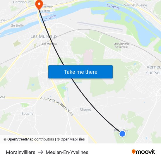 Morainvilliers to Meulan-En-Yvelines map