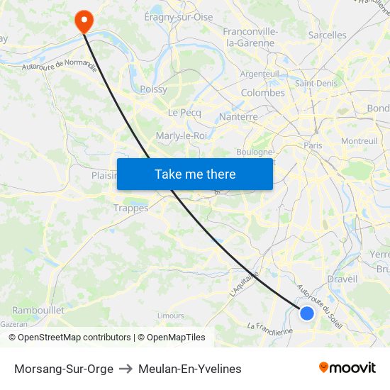 Morsang-Sur-Orge to Meulan-En-Yvelines map