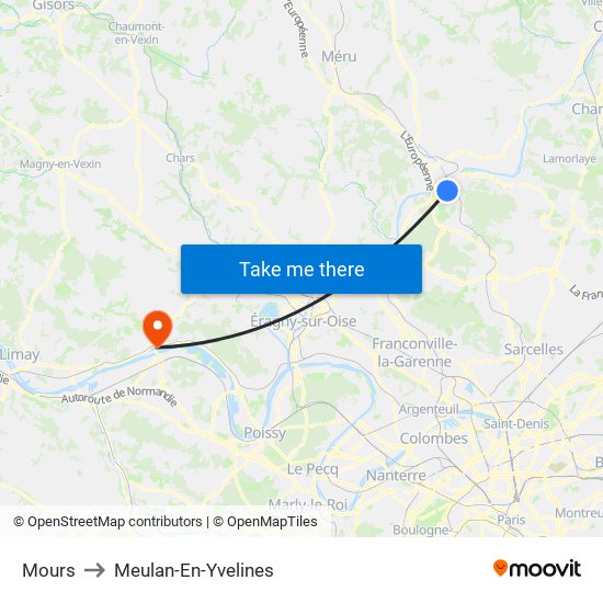 Mours to Meulan-En-Yvelines map