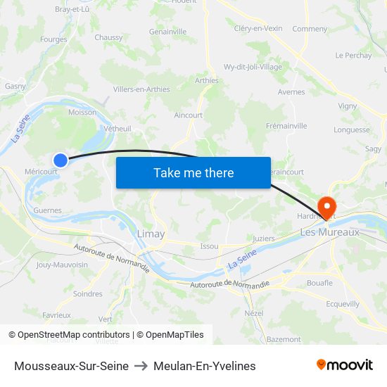 Mousseaux-Sur-Seine to Meulan-En-Yvelines map