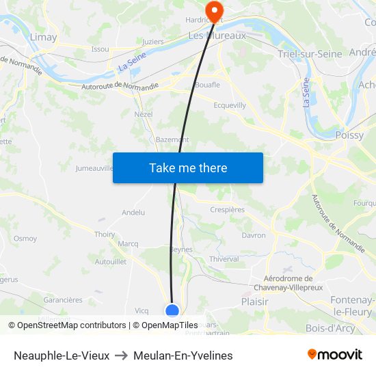 Neauphle-Le-Vieux to Meulan-En-Yvelines map