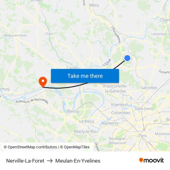 Nerville-La-Foret to Meulan-En-Yvelines map