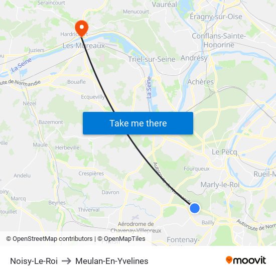 Noisy-Le-Roi to Meulan-En-Yvelines map