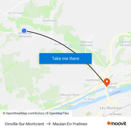 Oinville-Sur-Montcient to Meulan-En-Yvelines map