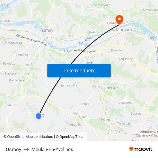 Osmoy to Meulan-En-Yvelines map