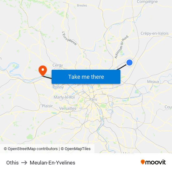 Othis to Meulan-En-Yvelines map