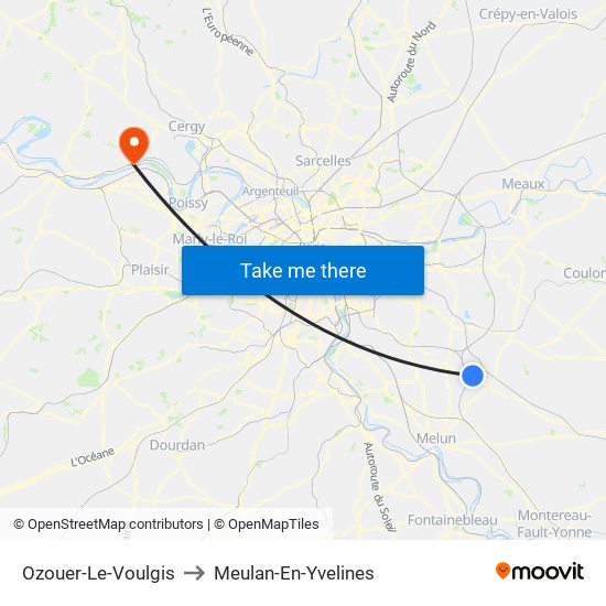 Ozouer-Le-Voulgis to Meulan-En-Yvelines map