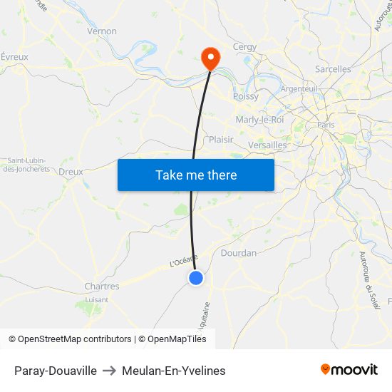 Paray-Douaville to Meulan-En-Yvelines map