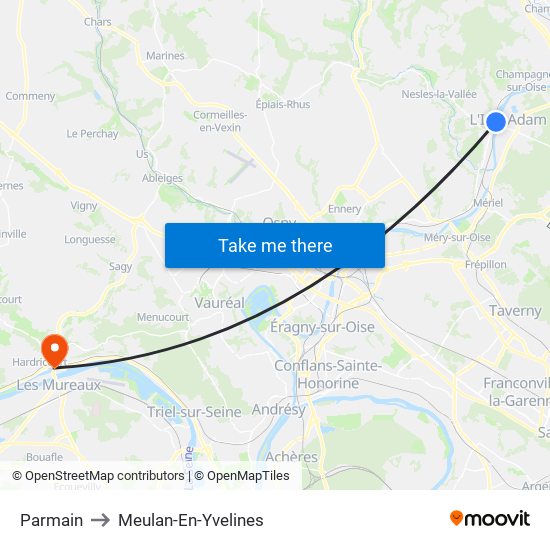 Parmain to Meulan-En-Yvelines map