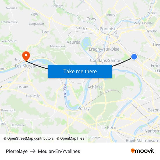 Pierrelaye to Meulan-En-Yvelines map