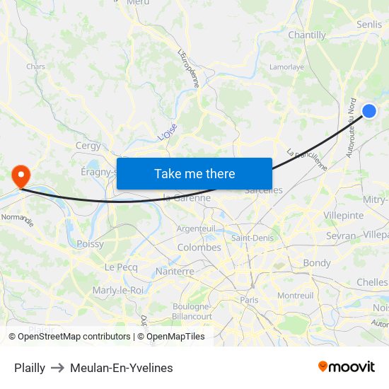 Plailly to Meulan-En-Yvelines map