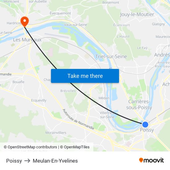 Poissy to Meulan-En-Yvelines map