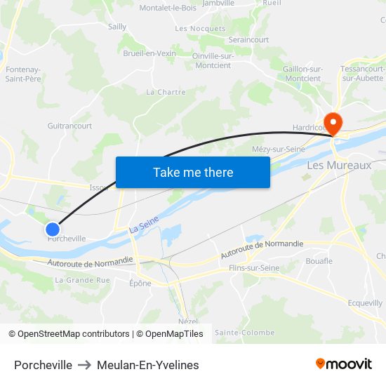 Porcheville to Meulan-En-Yvelines map