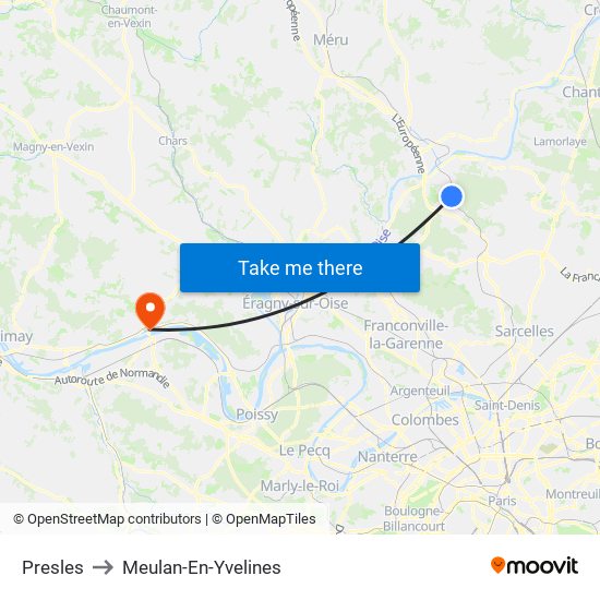Presles to Meulan-En-Yvelines map