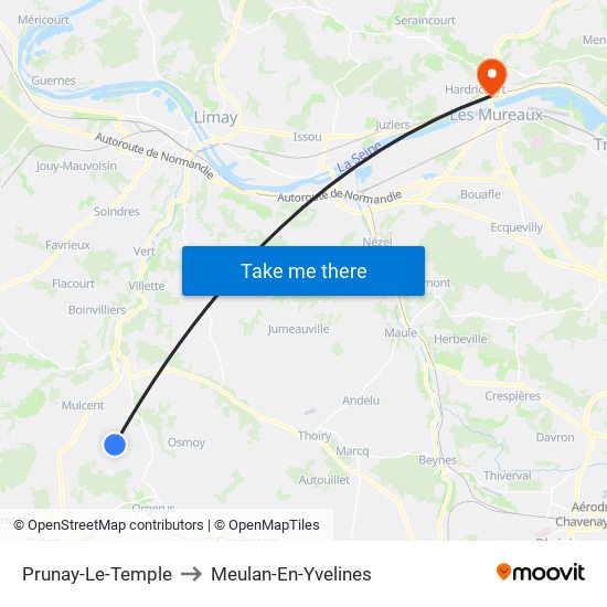 Prunay-Le-Temple to Meulan-En-Yvelines map