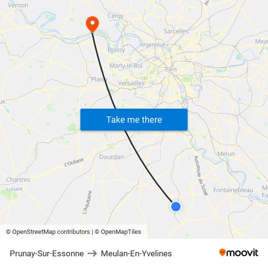 Prunay-Sur-Essonne to Meulan-En-Yvelines map