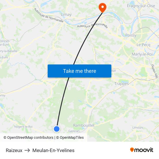 Raizeux to Meulan-En-Yvelines map