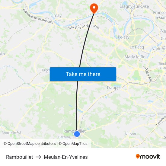 Rambouillet to Meulan-En-Yvelines map